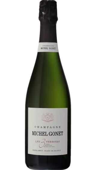 Bottle of Champagne Michel Gonet Les 3 Terroirs Blanc de Blancs Grand Cru Extra Brut 2019 wine 750 ml