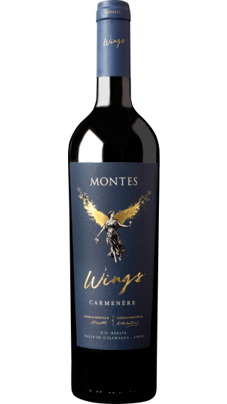 Bottle of Montes Wings Carmenere 2020 wine 750 ml