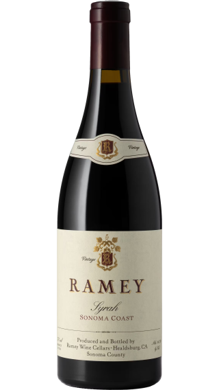 Bottle of Ramey Sonoma Coast Syrah 2019 wine 750 ml